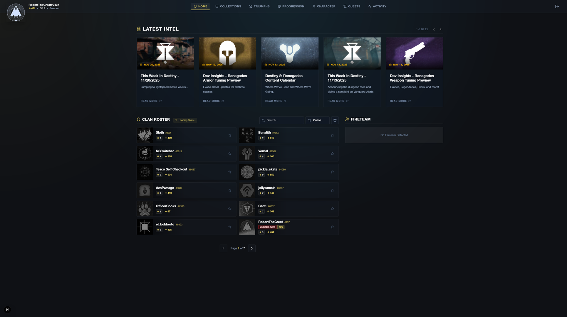 Warmind dashboard interface